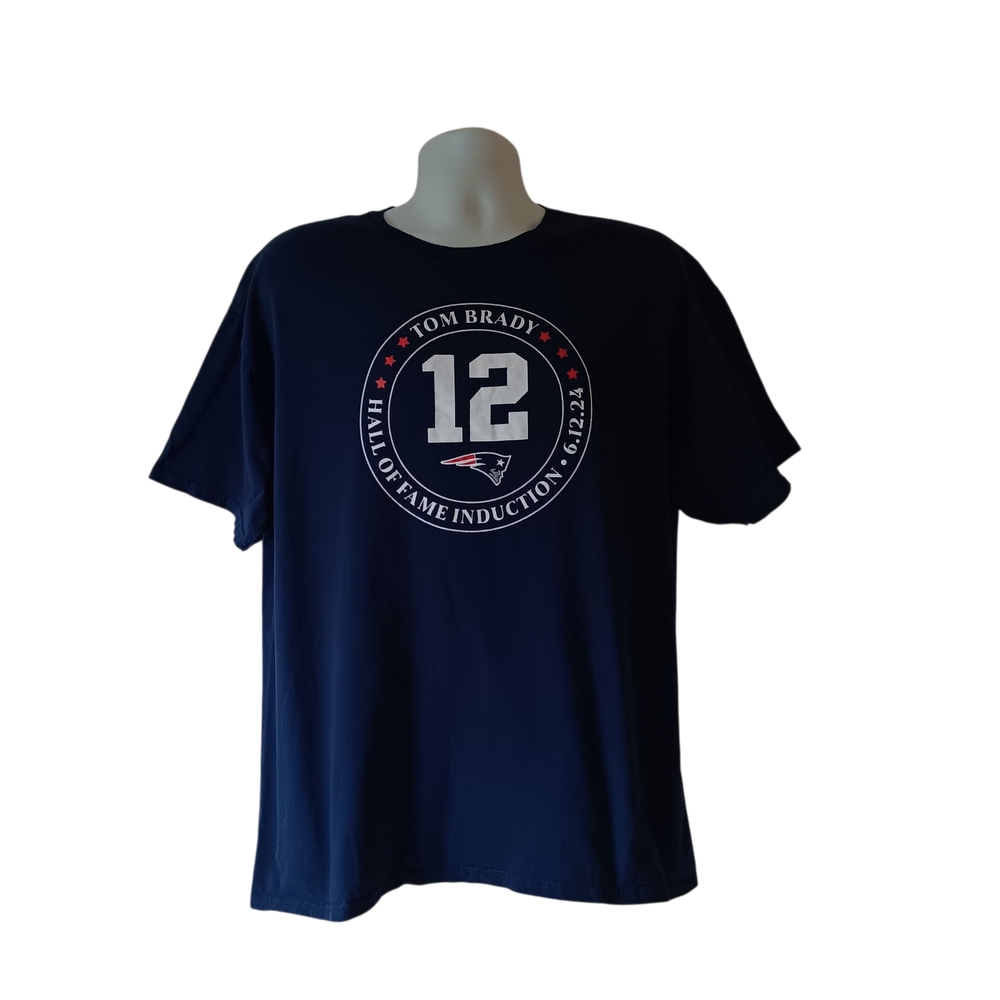 New England Patriots #12Tom Brady men's navy blue short-sleeve t-shirt size XL